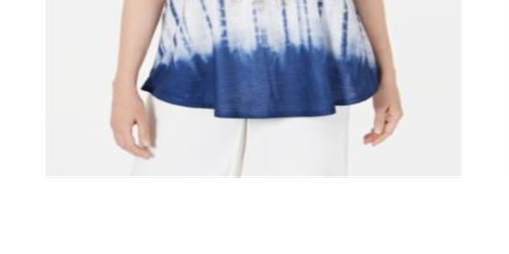 Style & Co Women's Graphic Tie Dyed Sleeveless Top Blue Size XX-Large
