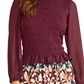 Rachel Roy Women's Smocked Long Sleeve Top Wine Size XS