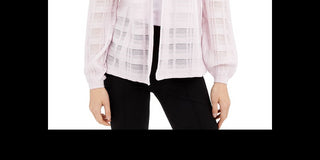 Alfani Women's Illusion Plaid Cardigan Purple Size Petite S/M