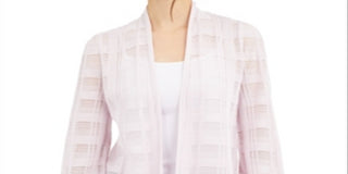 Alfani Women's Illusion Plaid Cardigan Purple Size Petite S/M