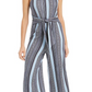 BCX Junior's Striped Tie Front Jumpsuit -Grey Size XS
