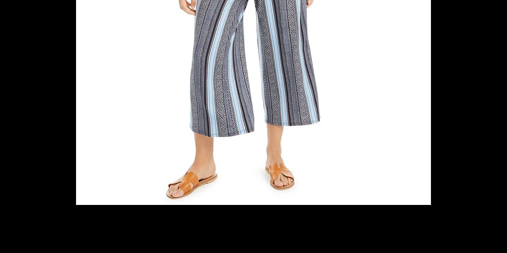 BCX Junior's Striped Tie Front Jumpsuit -Grey Size XS