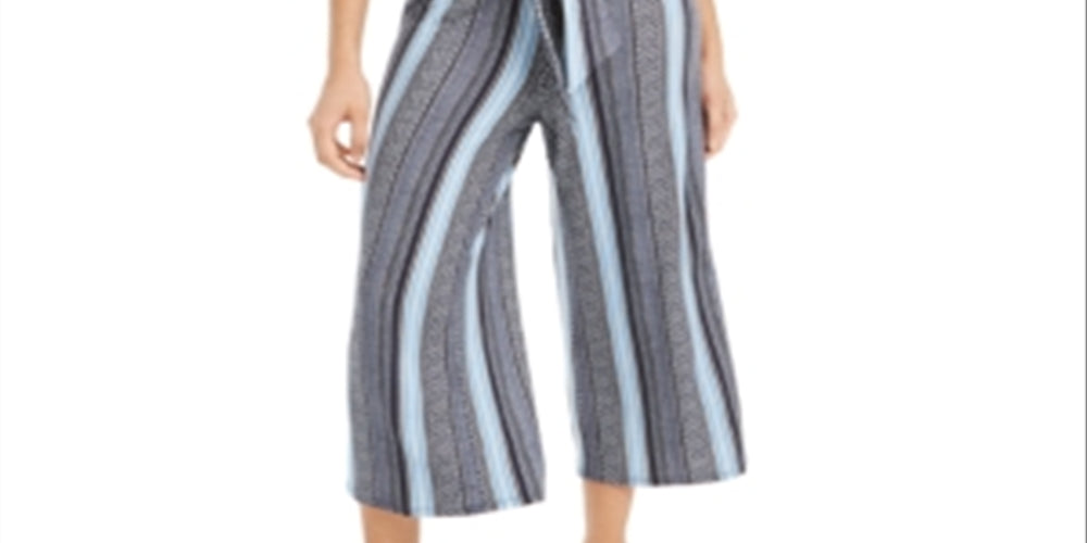 BCX Junior's Striped Tie Front Jumpsuit -Grey Size XS