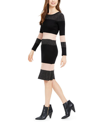 Taylor Women's Striped MIDI Sweater Dress Black Size X-Large