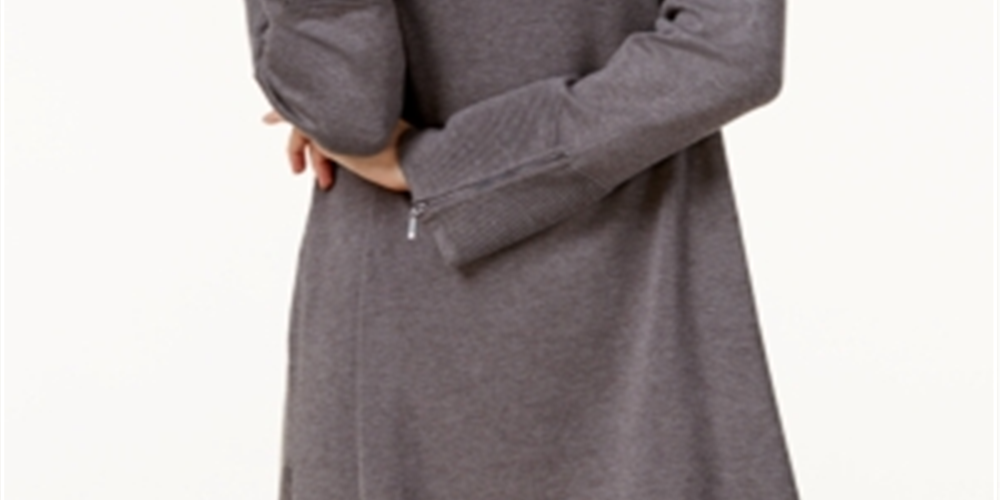 Alfani Women's Ribbed Tunic Sweater Gray Size Medium