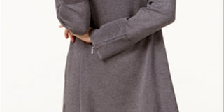 Alfani Women's Ribbed Tunic Sweater Gray Size Medium