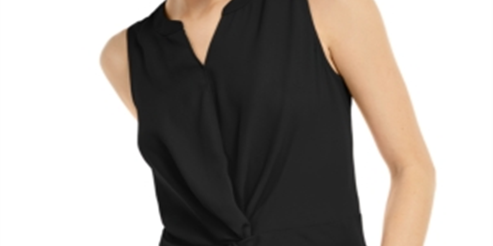 INC International Concepts Women's Sleeveless Twist Front Top Black Size XS