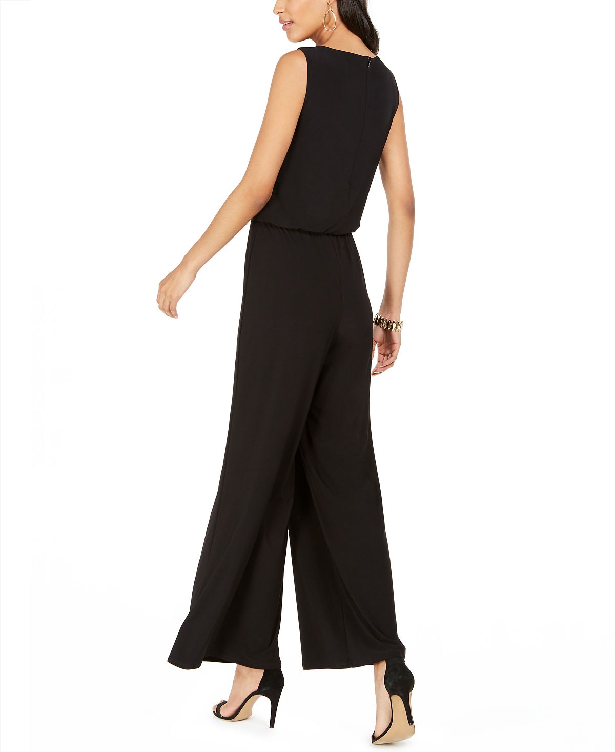 MSK Women's Tie Waist Wide Leg Jumpsuit Black Size Petite L