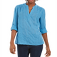 Style & Co Women's Textured V Neck Top Blue Size X-Large