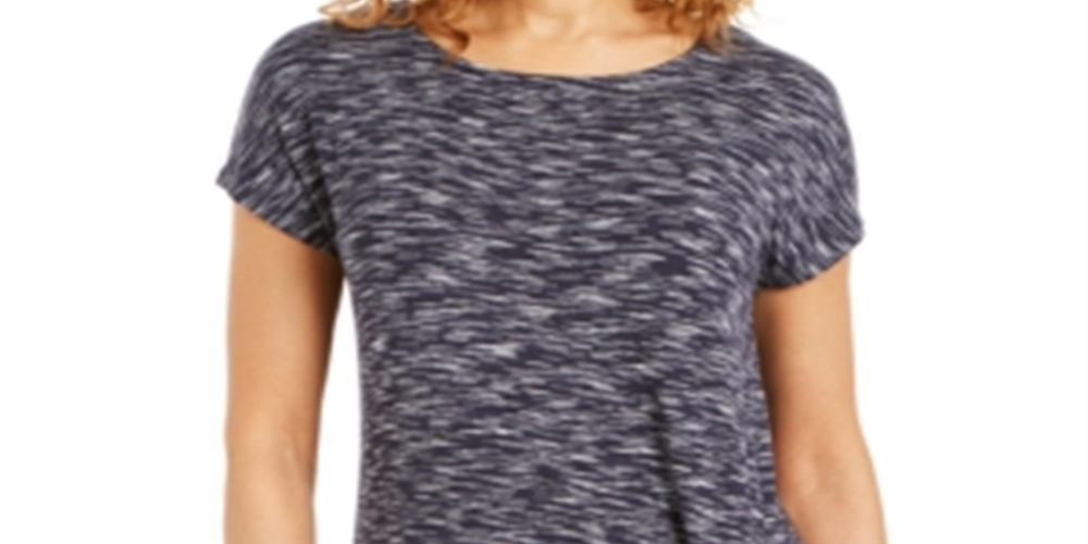 JM Collection Women's Tie Hem T-Shirt Blue Size Medium