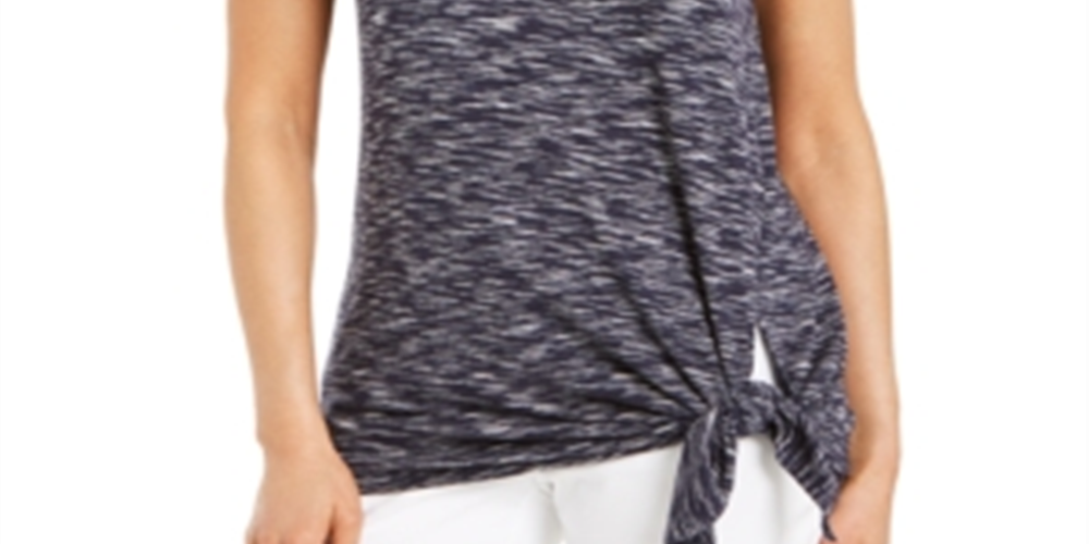 JM Collection Women's Tie Hem T-Shirt Blue Size Medium