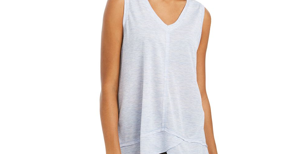 Style & Co Women's V Neck High Low Tank Top Blue Size X-Small