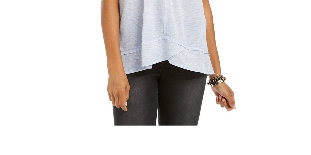 Style & Co Women's V Neck High Low Tank Top Blue Size X-Small