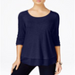 Style & Co Women's Chiffon Hem Top Blue Size Medium