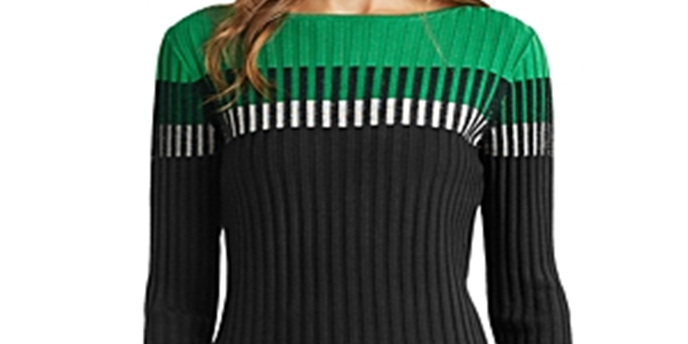 Ralph Lauren Women's Color Block Ribbed Sweater Black Size XX-Large