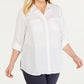 Charter Club Women's Plus Linen Utility Shirt White Size 1X