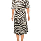 Ralph Lauren Women's Tie Waist Animal Print Short Sleeve V Neck Knee Length Sheath Dress Brown Size 16