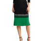 Ralph Lauren Women's Ribbed Color Block Below the Knee Wear to Work a Line Skirt Black Size XX-Large