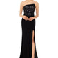 B a by Betsy Adam Women's Embellished Slitted Full-Length Formal Sheath Dress Black Size 4