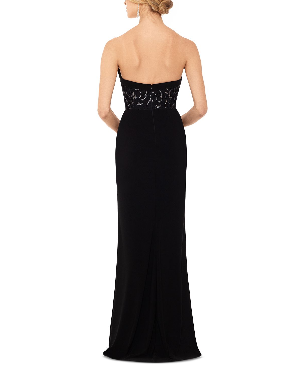 B a by Betsy Adam Women's Embellished Slitted Full-Length Formal Sheath Dress Black Size 4