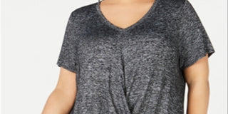 Calvin Klein Women's Plus Draped V Neck T-Shirt Gray Size 1X