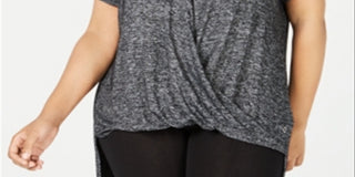 Calvin Klein Women's Plus Draped V Neck T-Shirt Gray Size 1X