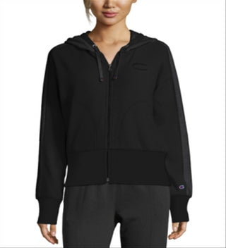 Champion Womens Herringbone Sweatshirt Fitness Hoodie Black Size Medium