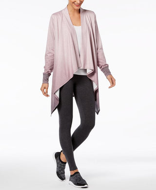 Ideology Women's Open Cardigan Hi-Lo Active Wear Top Pink  Size Large