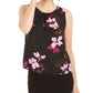 Nine West Women's Floral Printed Ruched Neck Top Black Size X-Large