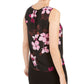Nine West Women's Floral Printed Ruched Neck Top Black Size X-Large