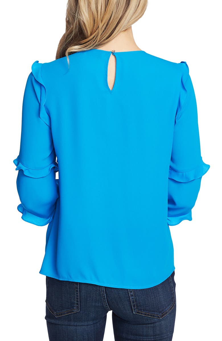 CeCe Women's Ruffled Long Sleeve Top Blue Size X-Large