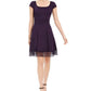 Donna Ricco Women's Lace Trim Fit & Flare Dress Purple Size 14