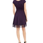 Donna Ricco Women's Lace Trim Fit & Flare Dress Purple Size 14