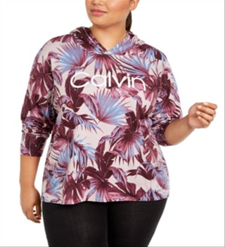 Calvin Klein Women's Logo Printed Hoodie Purple Size 1X