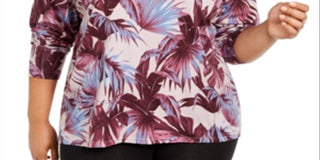 Calvin Klein Women's Logo Printed Hoodie Purple Size 1X