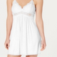 INC International Concepts Women's Heavenly Soft Lace TrimKnit Nightgown Lingerie White  Size M