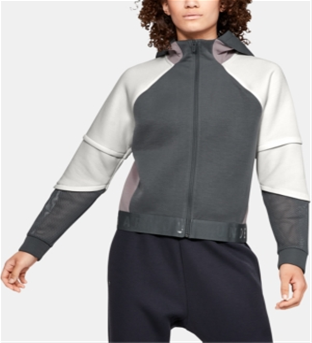 Under Armour Women's Unstoppable Move Zip Cropped Hoodie Gray Size X-Small