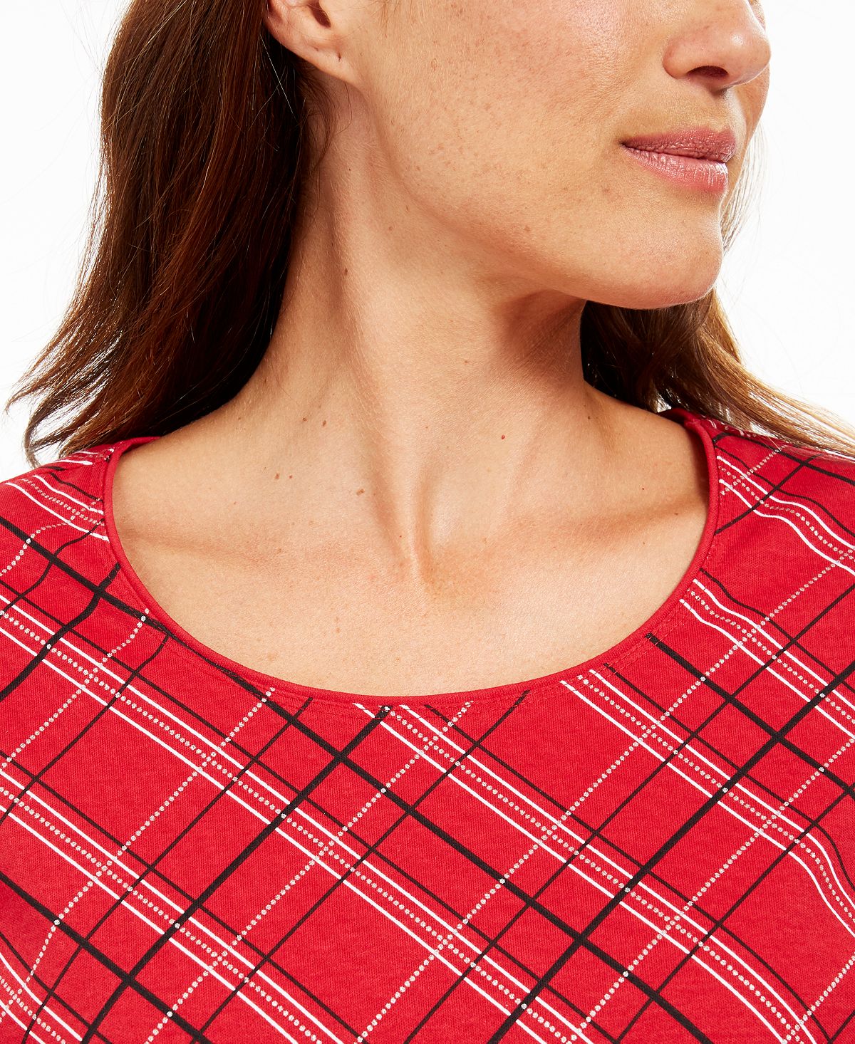 Karen Scott Women's Petite Plaid Top Red Size Petite XL