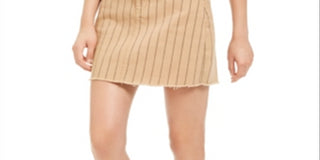 Indigo Rein Junior's Striped Raw Hem Denim Mini Skirt Brown Size 11