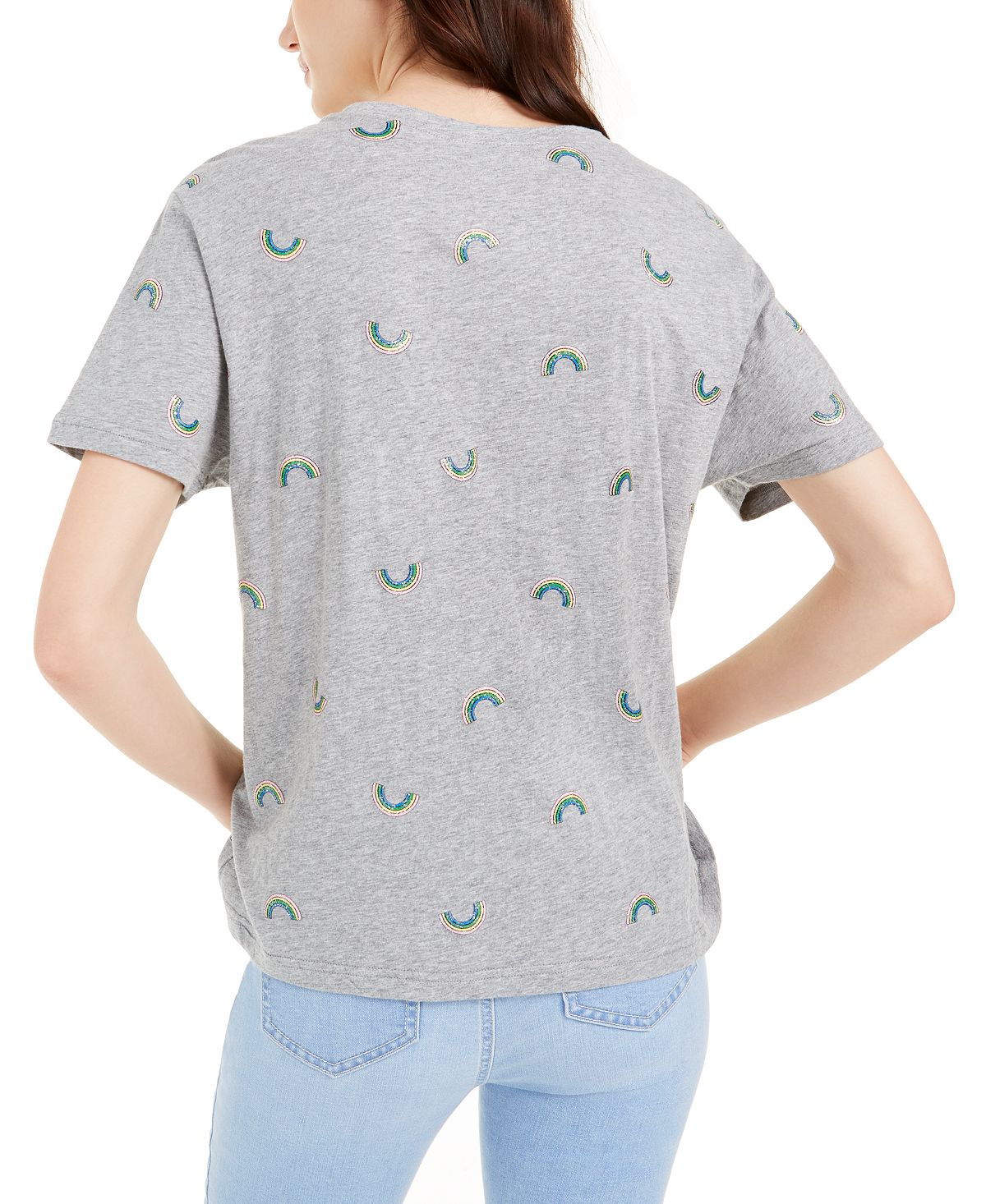 Miken Women's Round Neck Short Sleeve Graphic T-Shirt Gray Size X-Large