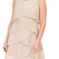 SLNY Women's Metallic Tiered Shift Dress Beige  Size 6