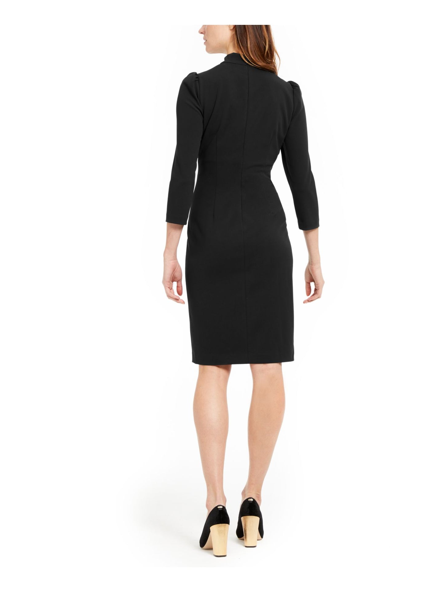 Calvin Klein Women's 3/4 Sleeve Knee Length Sheath Dress Black Size 10 P