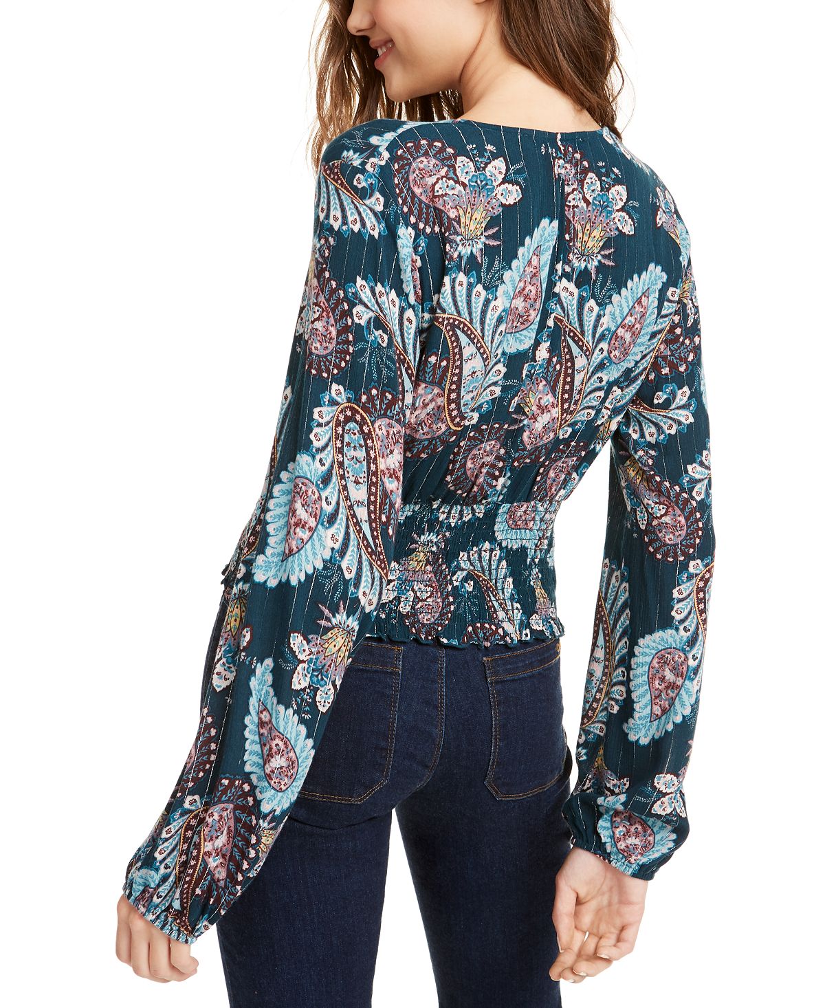 Gypsies & Moondust Junior's Shine Smocked Top Blue Size X-Small