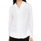 Alfani Women's Notch Collar Button Down Top White Size Medium