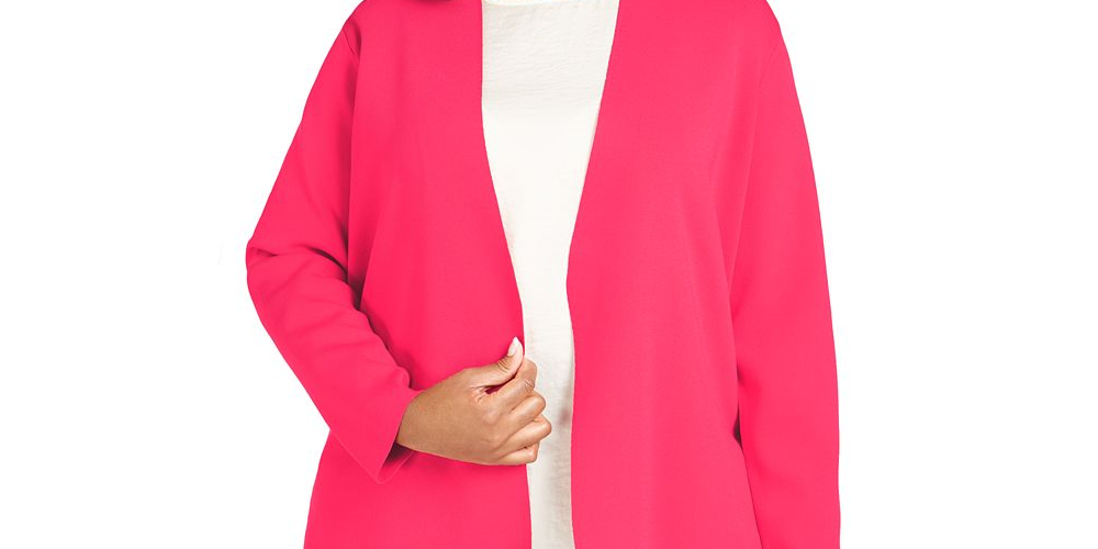 Alfani Women's  Plus Size Full Needle Sweater Coat  Pink Size 1X