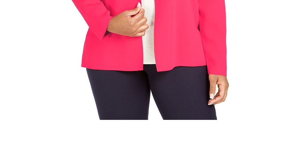 Alfani Women's  Plus Size Full Needle Sweater Coat  Pink Size 1X