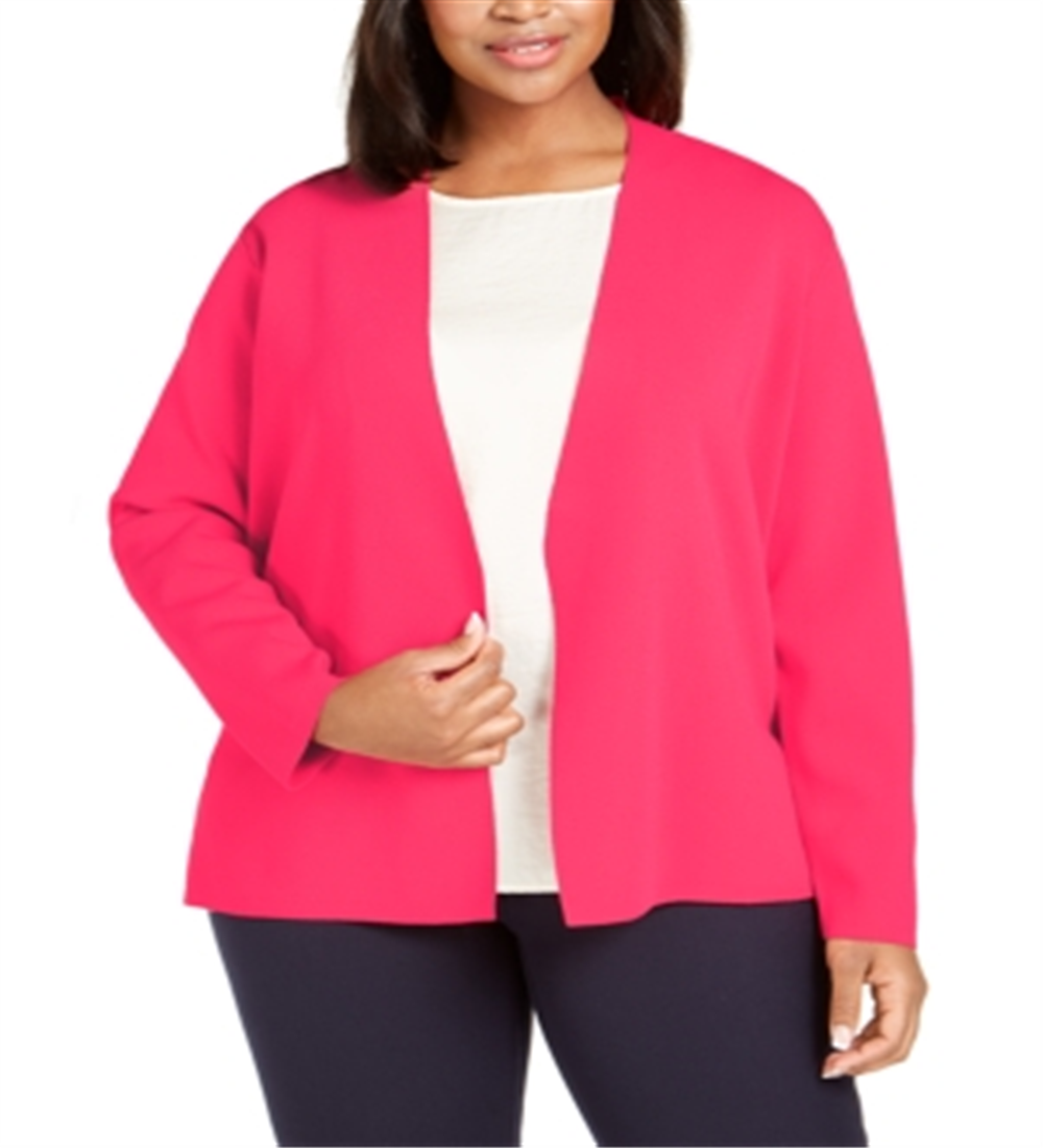 Alfani Women's  Plus Size Full Needle Sweater Coat  Pink Size 1X