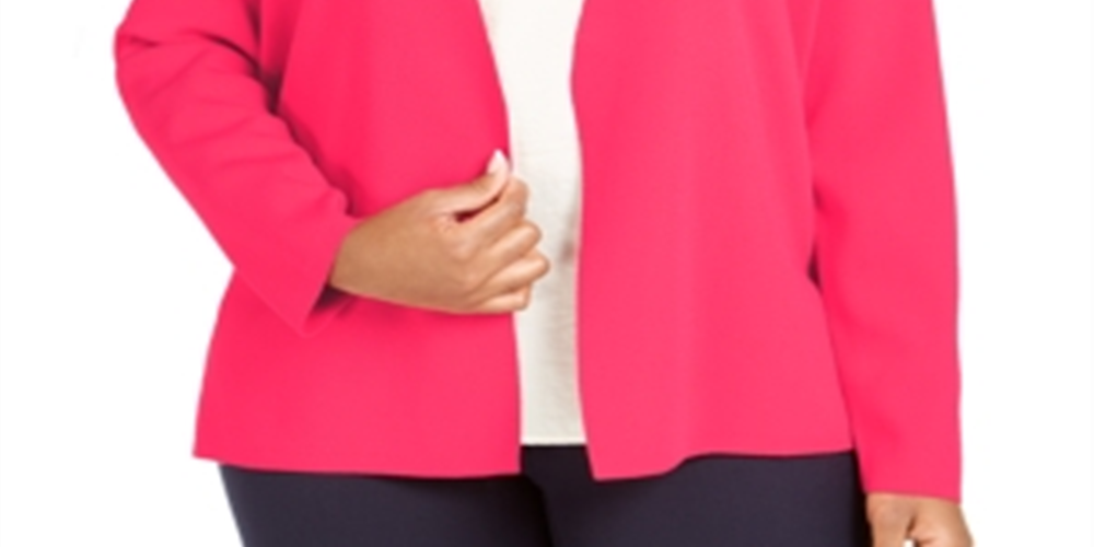 Alfani Women's  Plus Size Full Needle Sweater Coat  Pink Size 1X