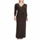 Lauren Ralph Lauren Women's Metallic Ruched Gown Dress Black Size 16