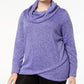 Ideology Women's Solid Long Sleeve Cowl Neck Trapeze Sweater Purple Size 2X